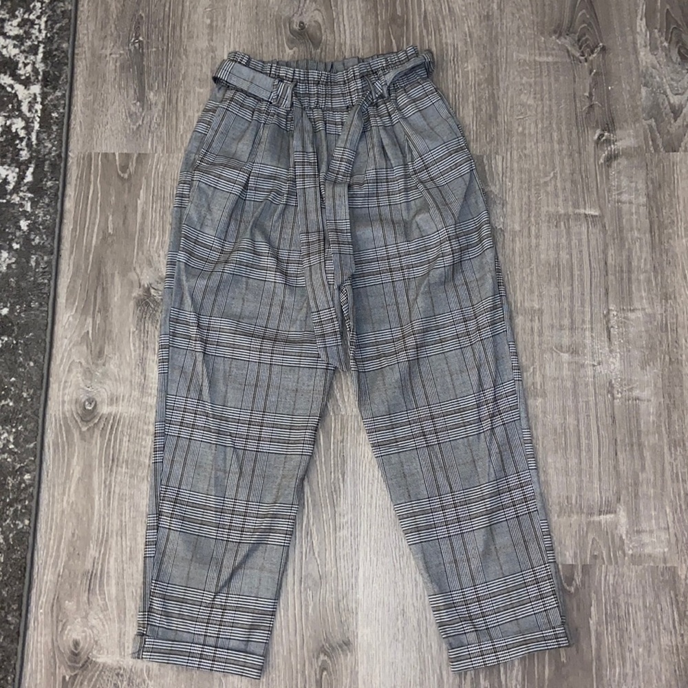 Plaid Paper Bag Pants